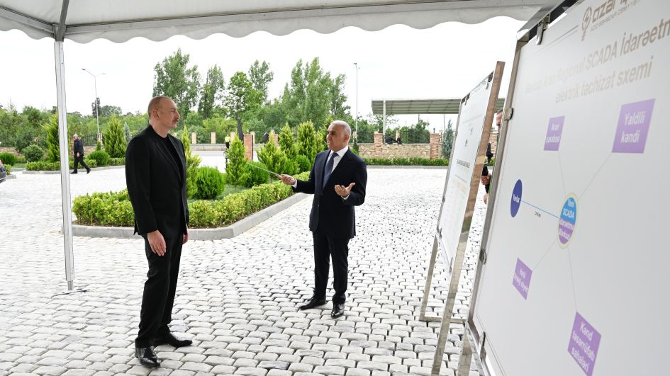 Prezident İlham Əliyev Yevlaxda Mərkəzi Aran Regional SCADA İdarəetmə Mərkəzinin açılışında iştirak edib